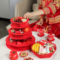 Creative wedding supplies Daquan Chinese non-woven fruit plate wedding banquet props red festive pastry plate