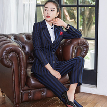 Han Daichunqiu suit ladies professional fashion British style striped suit lecturer posit