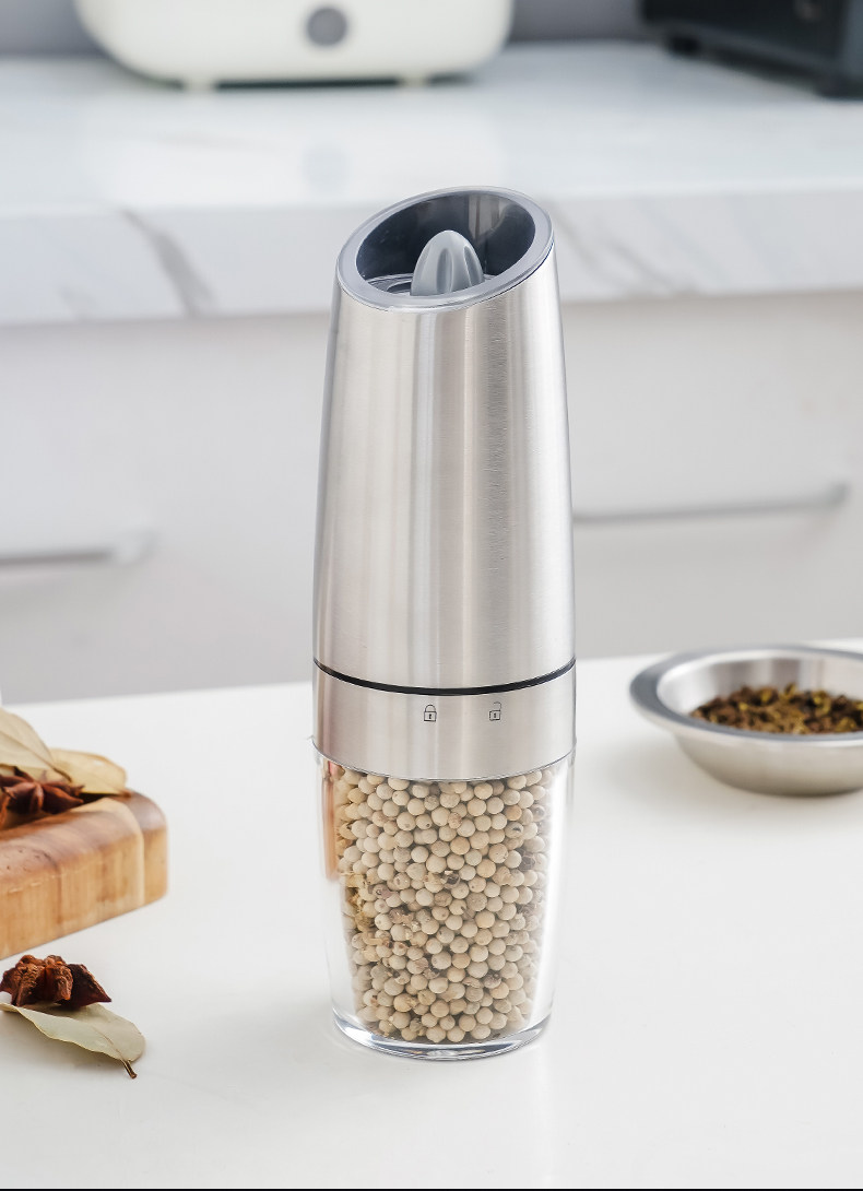 家用电动黑胡椒粒研磨器 手动黑椒花椒粉海盐粉末玻璃调味瓶小型
