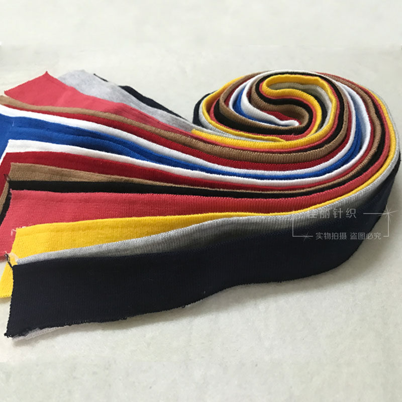 夏季纯棉针织t桖短袖领口袖口螺纹领子薄单层横机领v领罗纹口面料