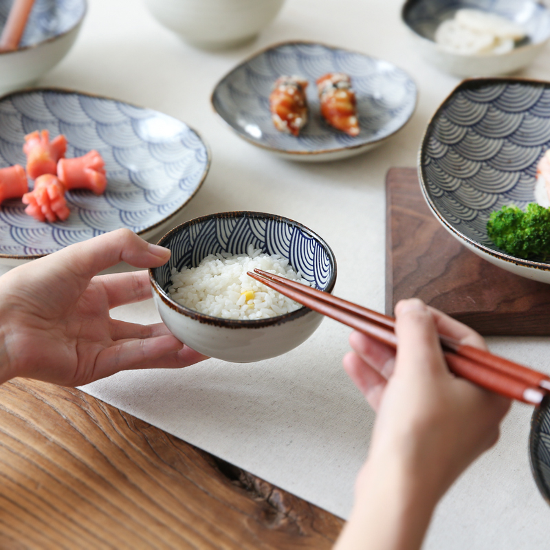 Sichuan in Japanese yamato e wave grain ceramic dish dish fish dish of rice bowl soup bowl plate PZ - 87