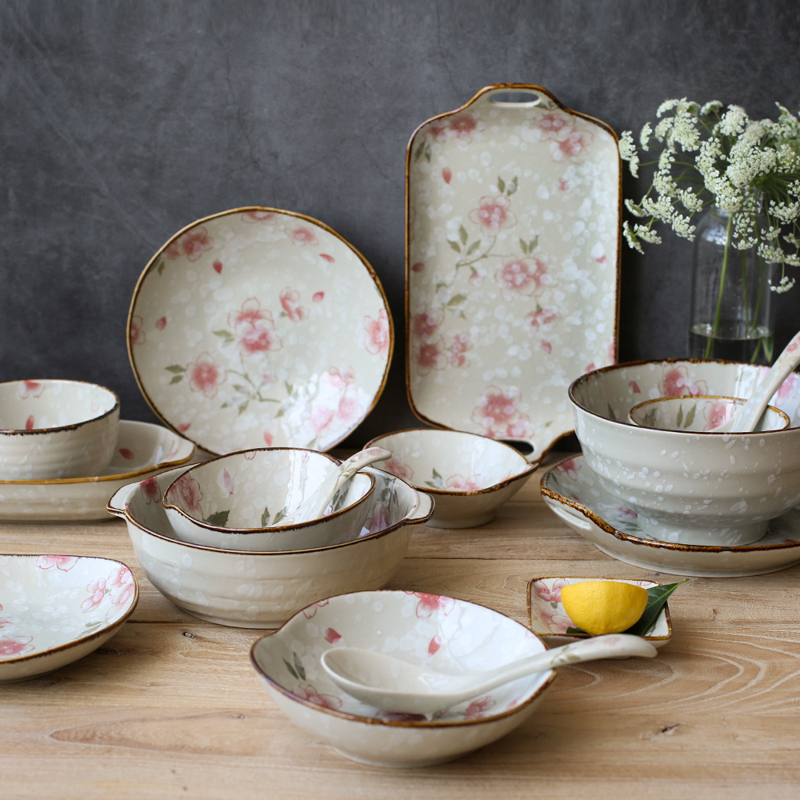 Island house in Japanese cherry blossom put crockery bowl dish a single bowl bowl of soup bowl rainbow such use creative move