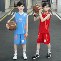 Children's Boys' Basketball Suit Set Chinese Style Sleeveless Jersey Two-Piece Set Children's Sports Vest Breathable