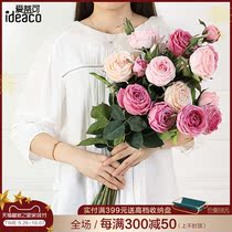 Hand feeling moisturizing simulation rose fake flower silk wedding floral set living room table Flower Arrangement Vase ornaments