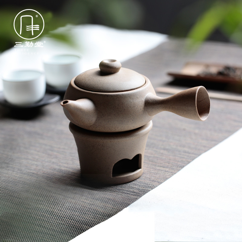 Three frequently hall kung fu tea kettle coarse pottery teapot jingdezhen ceramic tea set, the Japanese side pot lasts a tea