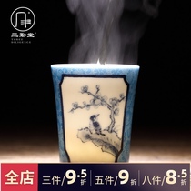 Sanqintang small teacup Grilled flower master cup Ceramic tea single cup Jingdezhen hand-rolled traditional collection hand-painted