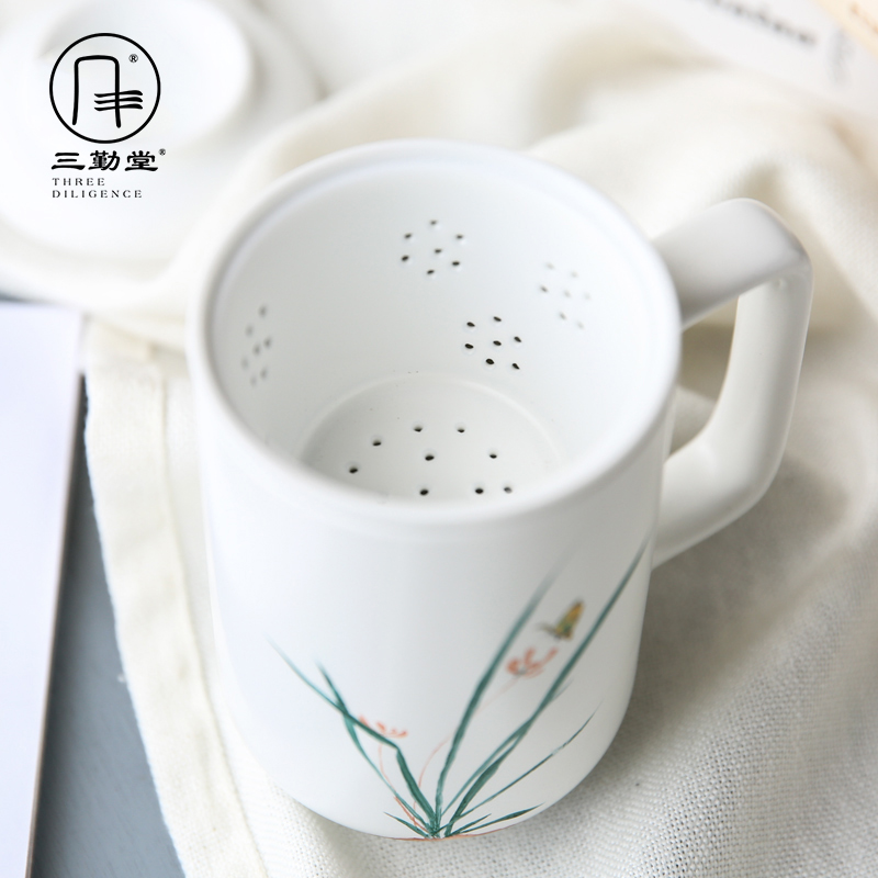 Three frequently hall tea cup ceramic filtration separation with cover the tea cups of tea cups office boss tea cups