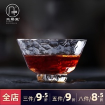 Sanqintang glass tea cup Gongfu Tea cup Heat-resistant high borosilicate glass hammered individual master cup Puer Cup