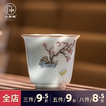 Sanqintang hand-painted empty Valley Cup Jingdezhen white porcelain hand-painted Kung Fu Tea cup Ceramic master cup single cup tea cup