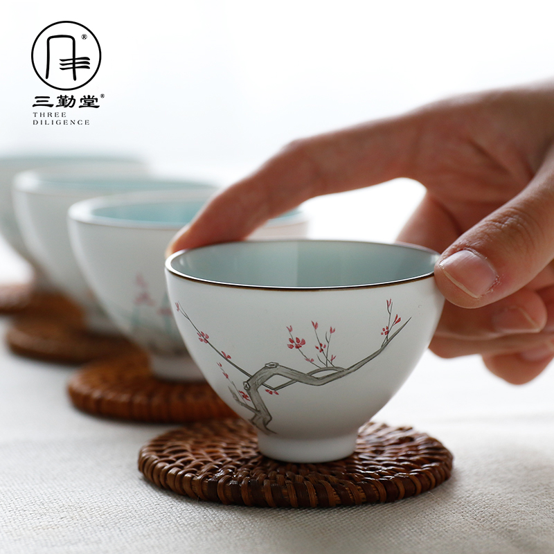 The three frequently kung fu tea cup sample tea cup jingdezhen ceramic celadon pastel by patterns suits for S42051