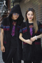 Liangshan Yi Clothing Suit Suit for men and women Mens and womens clothing black pure cotton embroidered waistcoat waistcoat Improved national wind