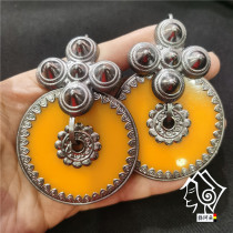 Cool Mountain Yi earrings female seashells pure silver for old black Grand exaggeration ganloo Temperament Retro Brief National Wind