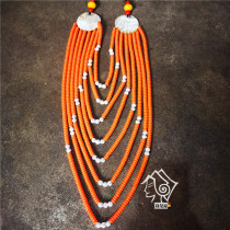 Liangshan Yi Womens Clothing Accessories Imitation Red Coral Beads Necklace Red Multi-layer Photography Accessories of Ethnic Featured Decorations