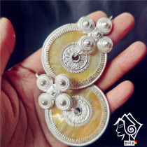 Liangshan Yi ethnic earrings female pure silver natural shells The more Western style retro ethnic wind earrings pure handmade temperament