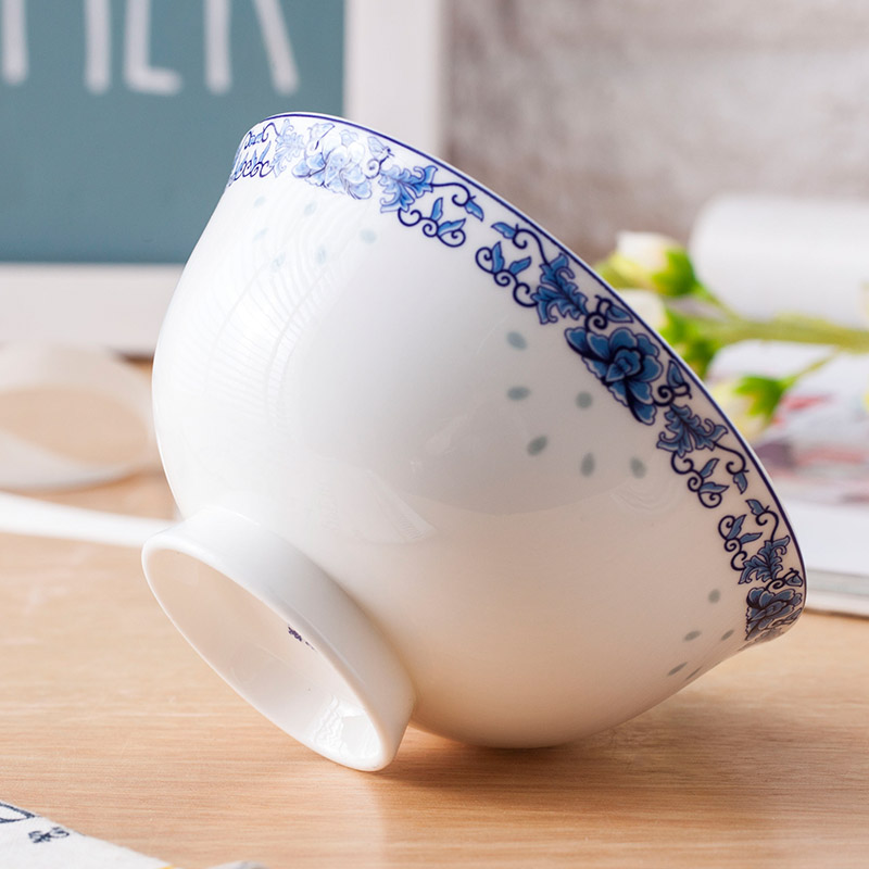 Jingdezhen prevent hot tall bowl to eat rice bowls a single bowl of blue and white ceramic bowl bowls set household ipads bowls