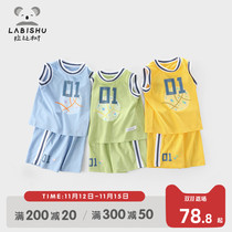 Rabbi tree childrens sports suit 2021 New Baby casual two-piece foreign boy basketball suit