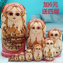 Matryoshka Russian 10-layer tasteless basswood branding air-dried holiday gift Russian traditional handicrafts