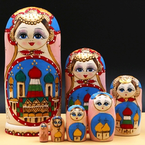 Matryoshka Russian imported characteristic handicraft basswood 7-layer branding painted birthday gift ornaments