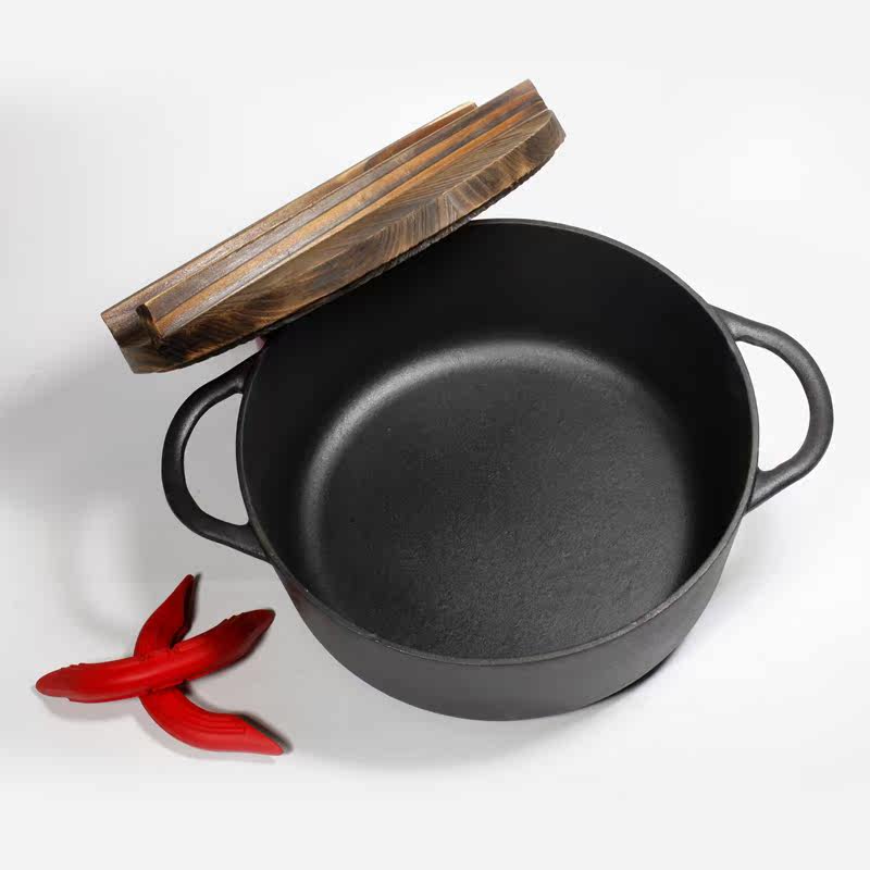 铸味 铸铁锅 24cm纯手工生铁汤锅日本锅送木垫通用炉灶煲汤锅炖锅