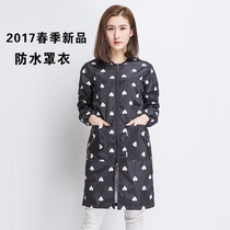 Summer Breathable Kitchen Lady Apron Long Sleeve Cute Hood Waterproof Greaseproof Adult Korean Version Fashion Work Clothes