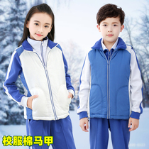 Shenzhen primary school uniforms female cotton vest winter mens new cotton vest cold and warm unity