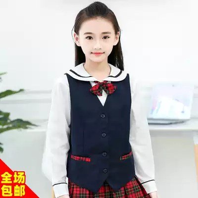 Shenzhen unified primary school uniform women's autumn and winter dress suit matching single vest