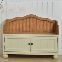 American neighboring country solid wood foyer shoe stool storage bench Mediterranean porch living room furniture custom shoe cabinet