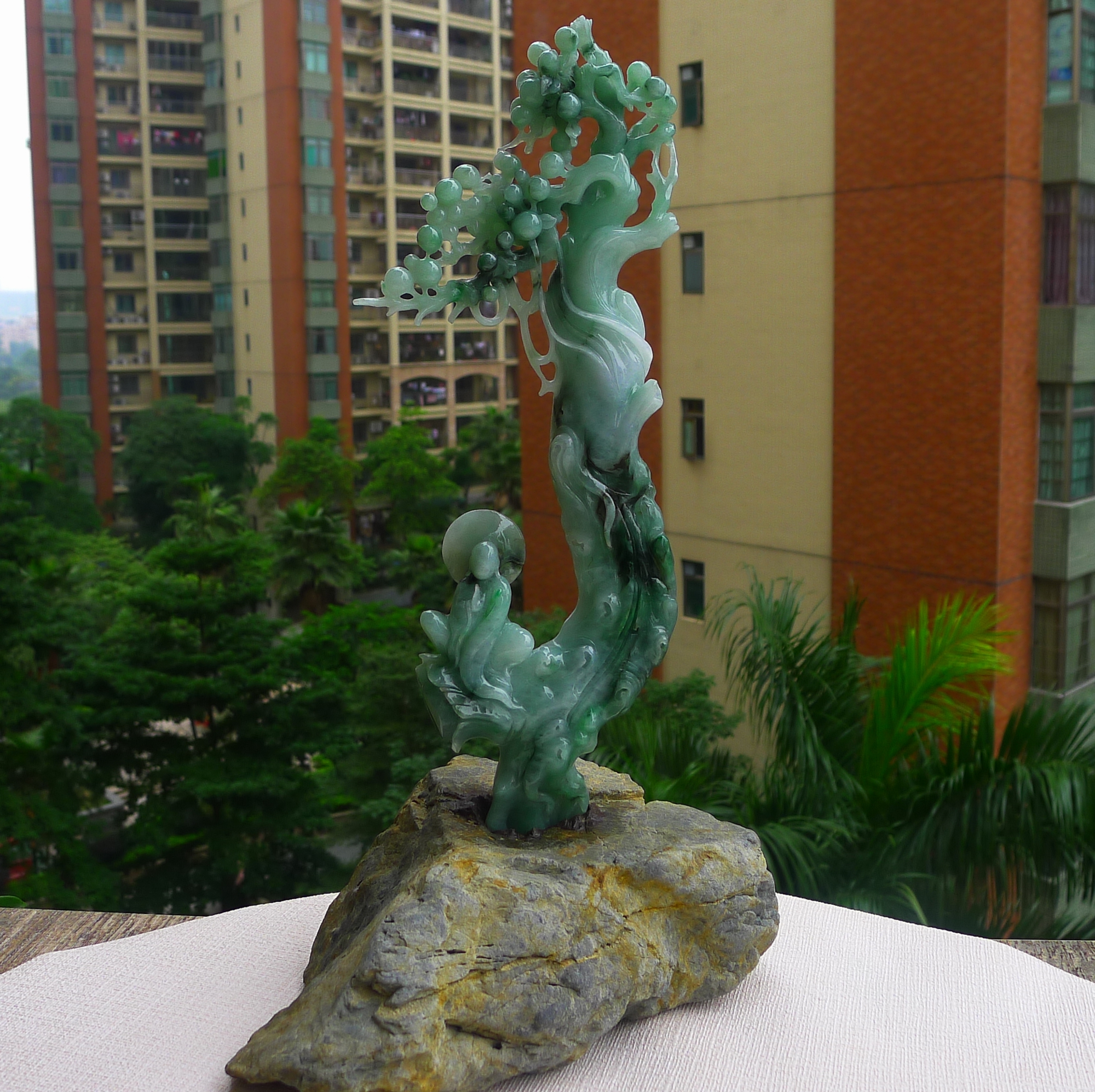 缅甸天然a货老坑翡翠菩提树下佛祖精雕工精品高档翡翠玉摆件_7折现价