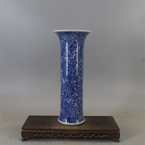 Ming and Qing Dynasty porcelain Qing blue and white flowers flower vase antique antique antique porcelain thrift collection handmade hand-painted