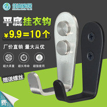 Black stainless steel L-shaped adhesive hook solid hook hanging code coat hook single hook kitchen load-bearing perforated flat bottom hook