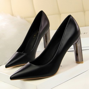 122-1: sexy fashion professional OL for women’s shoes with thick with high metal with shallow mouth pointed single shoes