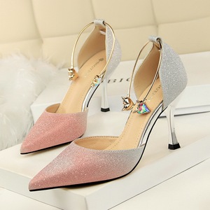 313-6 han edition hollow high shoes with color matching color gradient hollow point diamond metal one word with sandals