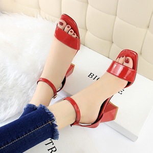 821-1 han edition fashion simple comfortable joker with square hollow out peep-toe shoes thick with high one word with s