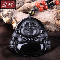 Natural obsidian Miller Buddha's head grinding Buddha statue big belly Buddha little Buddha pendant female necklace smile Buddha's lifetime