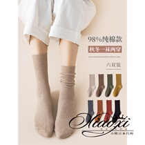 Japanese substitute for pile socks autumn and winter day-trip stockings pure cotton warm stockings female tide black