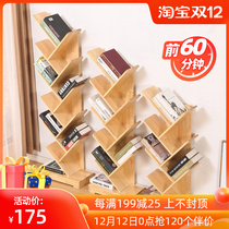 Creative tree-shaped Childrens bookshelf solid wood simple shelf floor simple modern study living room small bookshelf log