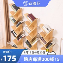 Creative tree-shaped childrens bookshelf Solid wood simple shelf floor-to-ceiling simple modern study living room small bookshelf log