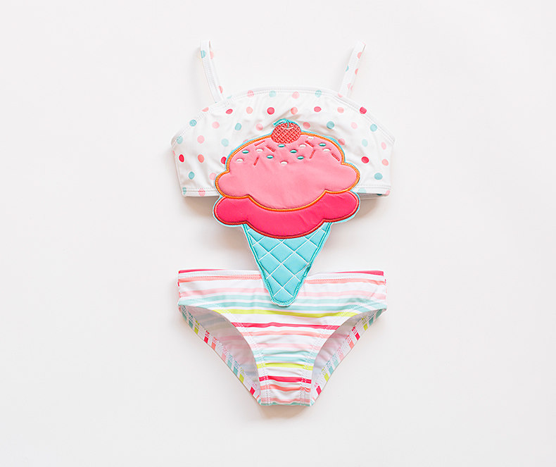 七色王国婴童泳装 七色王国婴儿泳衣0-1岁bb儿童女童比基尼冰淇淋连体