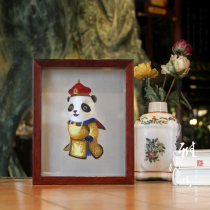 Xiang embroidery handmade double-sided embroidery mahogany ornaments Royal Panda home pendulum Chinese style overseas gifts can be customized