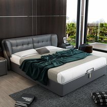 The Nordic pi yi chuang zhen leather bed master nuptial bed 1 8 meters double simple modern ins network red bed of small-sized bed