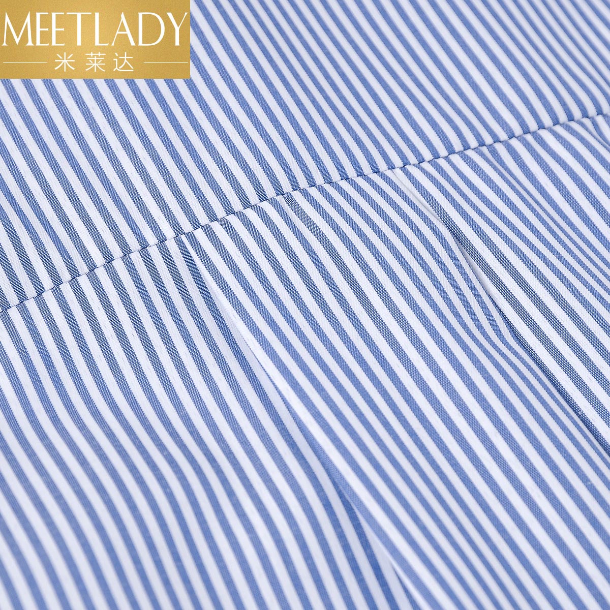 【宋佳明星同款】米莱达2017春装新款 通勤翻边七分袖条纹衬衫 女产品展示图3