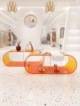 Acrylic clothing store creative Zhongdao display platform high and low-flow water shoe shop Shoes placement table