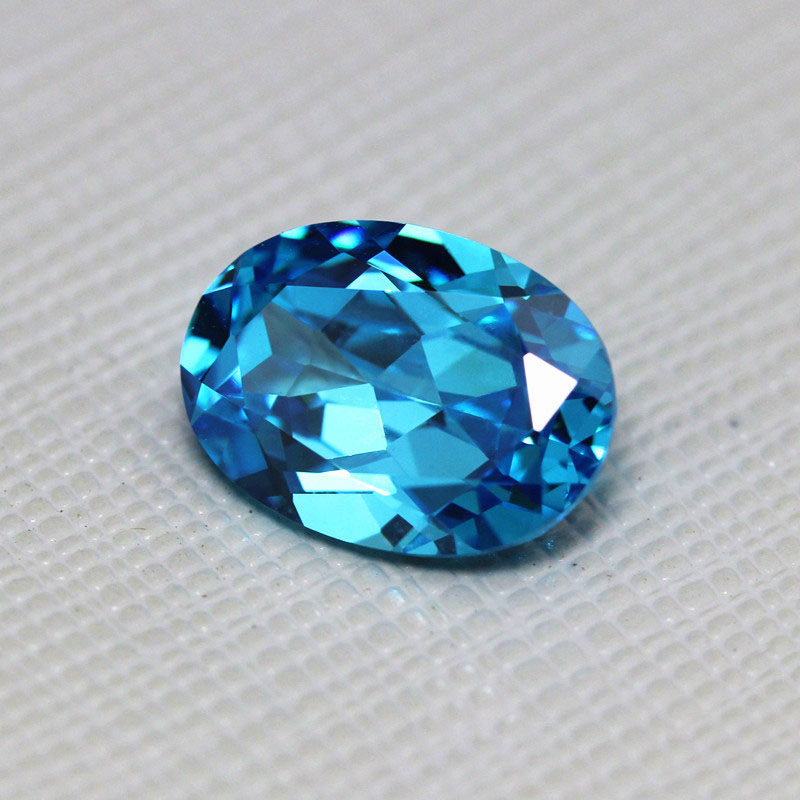 彩宝海蓝宝石裸石男女戒指吊坠两用款天然原石粉熔椭圆蛋形可镶嵌