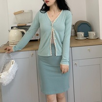 Sexy Slim retro gentle style lace knit cardigan jacket women Spring and Autumn 2020 new style outer long sleeve top