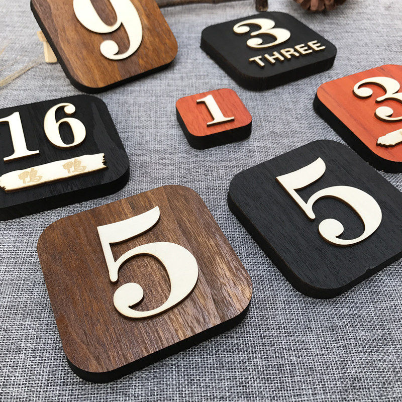 木质数字牌个性桌牌号饭店桌牌号码数字编号餐厅文艺桌贴台牌