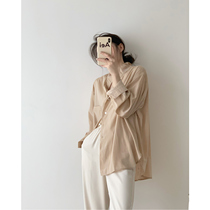 Sunscreen shirt women long sleeve summer loose solid color oversize wild wear French retro chic coat thin
