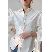 Special inner shirt 2021 spring new long sleeve hard anti wrinkle texture BF suit white shirt Women