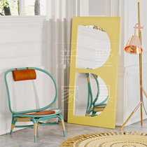 Simple floor mirror Net Red Girl bedroom decorative mirror irregular full-length mirror designer fitting shoe shop test shoe mirror