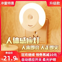 Smart plug-in human body induction night light led rechargeable household aisle Corridor stairs Automatic light control voice control