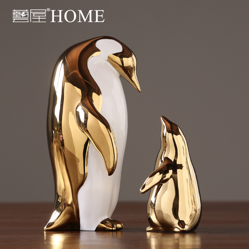 Boreal Europe style gold furnishing articles household ceramics penguins living room TV ark, wine cabinet office decoration